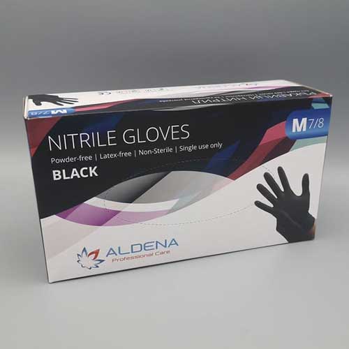 Nitrilové rukavice ALDENA Čierne nepudrované S